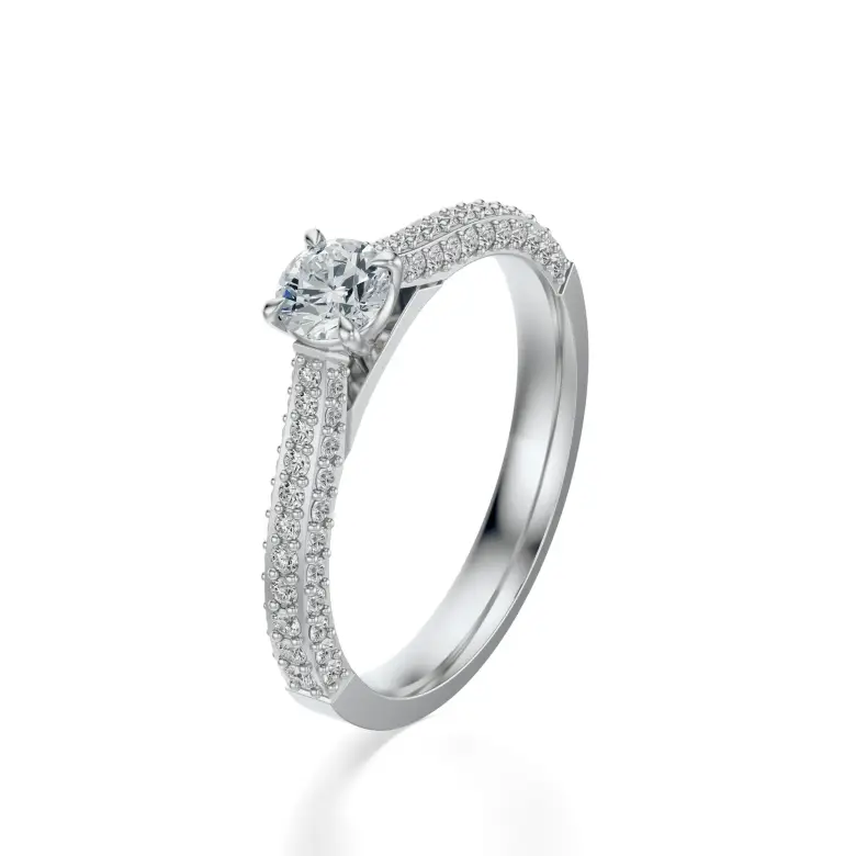 Pierścionek z białego złota z diamentami